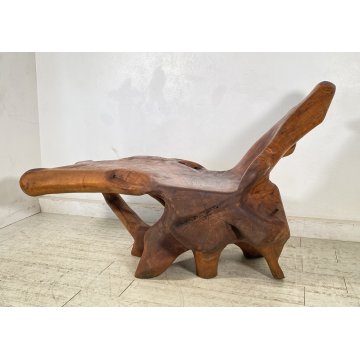 GRANDE CHAISE LONGUE RADICE LEGNO POLTRONA RUSTICA ANNI 60 CEPPO ALBERO 189/300