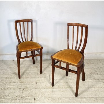 COPPIA SEDIE ANTICHE VITTORIANE LEGNO NOCE FINE 1800 PRIMI 1900 CHAIR OLD CHAIR