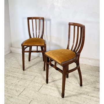 COPPIA SEDIE ANTICHE VITTORIANE LEGNO NOCE FINE 1800 PRIMI 1900 CHAIR OLD CHAIR