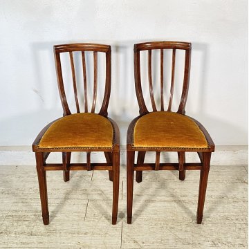 COPPIA SEDIE ANTICHE VITTORIANE LEGNO NOCE FINE 1800 PRIMI 1900 CHAIR OLD CHAIR