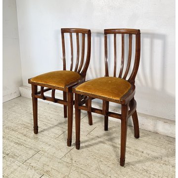 COPPIA SEDIE ANTICHE VITTORIANE LEGNO NOCE FINE 1800 PRIMI 1900 CHAIR OLD CHAIR