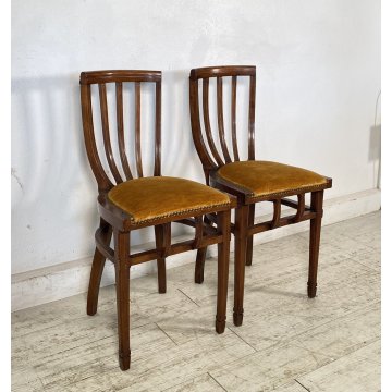 COPPIA SEDIE ANTICHE VITTORIANE LEGNO NOCE FINE 1800 PRIMI 1900 CHAIR OLD CHAIR