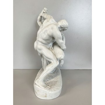 SCULTURA PORCELLANA BISCUIT Johan Peter Molin Lottatori di coltelli 30,5cm/h 900