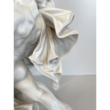 SCULTURA PORCELLANA BISCUIT Johan Peter Molin Lottatori di coltelli 30,5cm/h 900
