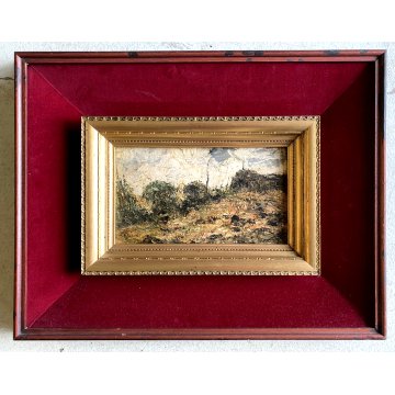 ANTICO QUADRO DIPINTO OLIO Attilio Pratella PAESAGGIO COLLINARE ALBERI '800/'900