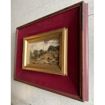 ANTICO QUADRO DIPINTO OLIO Attilio Pratella PAESAGGIO COLLINARE ALBERI '800/'900