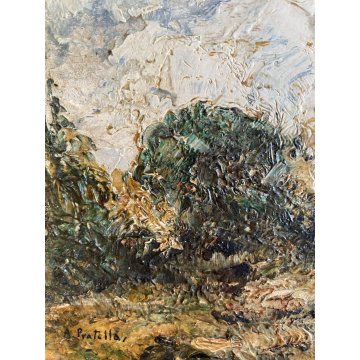 ANTICO QUADRO DIPINTO OLIO Attilio Pratella PAESAGGIO COLLINARE ALBERI '800/'900