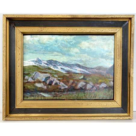 QUADRO DIPINTO OLIO TAVOLA Kofler PAESAGGIO MONTANO POST-IMPRESSIONISMO '800/900