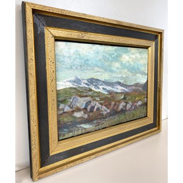 QUADRO DIPINTO OLIO TAVOLA Kofler PAESAGGIO MONTANO POST-IMPRESSIONISMO '800/900