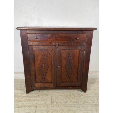 ANTICA PICCOLA CREDENZA 2 ANTE LEGNO ABETE RIPIANO EPOCA '900 MOBILE 1 CASSETTO