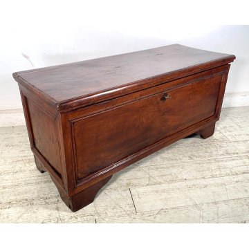 ANTICA PICCOLA CASSAPANCA legno noce 112 cm epoca 1800 OLD WOOD CHEST FORMELLA