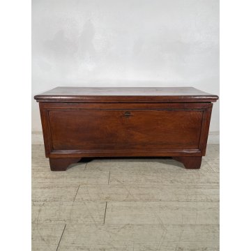 ANTICA PICCOLA CASSAPANCA legno noce 112 cm epoca 1800 OLD WOOD CHEST FORMELLA