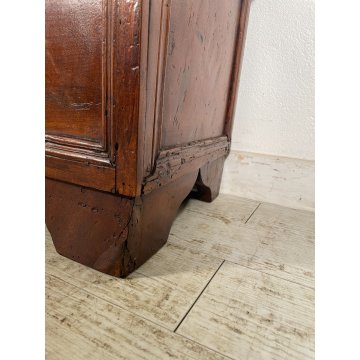 ANTICA PICCOLA CASSAPANCA legno noce 112 cm epoca 1800 OLD WOOD CHEST FORMELLA