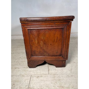 ANTICA PICCOLA CASSAPANCA legno noce 112 cm epoca 1800 OLD WOOD CHEST FORMELLA