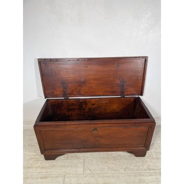 ANTICA PICCOLA CASSAPANCA legno noce 112 cm epoca 1800 OLD WOOD CHEST FORMELLA