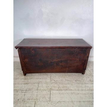 ANTICA PICCOLA CASSAPANCA legno noce 112 cm epoca 1800 OLD WOOD CHEST FORMELLA