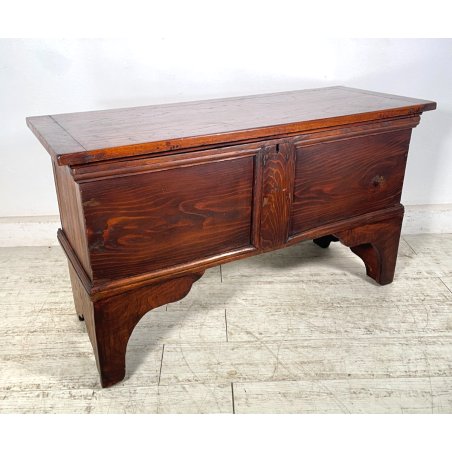 ANTICA PICCOLA CASSAPANCA legno 104 cm epoca 1900 OLD WOOD CHEST FORZIERE ABETE