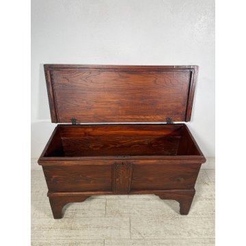 ANTICA PICCOLA CASSAPANCA legno 104 cm epoca 1900 OLD WOOD CHEST FORZIERE ABETE