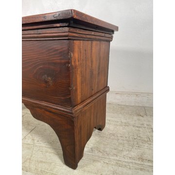 ANTICA PICCOLA CASSAPANCA legno 104 cm epoca 1900 OLD WOOD CHEST FORZIERE ABETE