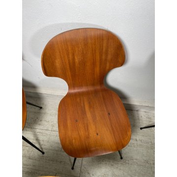 SET 6 SEDIE VINTAGE LULLI CARLO RATTI ANNI 50 LEGNO CURVATO SEDIA DA PRANZO