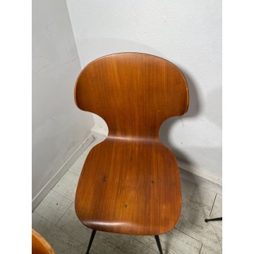 SET 6 SEDIE VINTAGE LULLI CARLO RATTI ANNI 50 LEGNO CURVATO SEDIA DA PRANZO