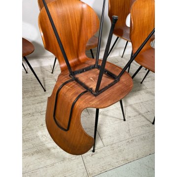 SET 6 SEDIE VINTAGE LULLI CARLO RATTI ANNI 50 LEGNO CURVATO SEDIA DA PRANZO