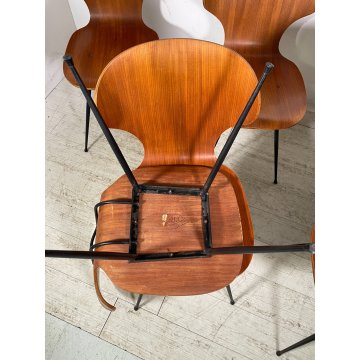 SET 6 SEDIE VINTAGE LULLI CARLO RATTI ANNI 50 LEGNO CURVATO SEDIA DA PRANZO