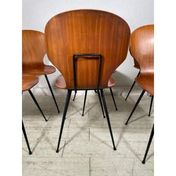 SET 6 SEDIE VINTAGE LULLI CARLO RATTI ANNI 50 LEGNO CURVATO SEDIA DA PRANZO