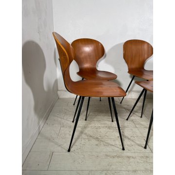 SET 6 SEDIE VINTAGE LULLI CARLO RATTI ANNI 50 LEGNO CURVATO SEDIA DA PRANZO