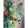 ANTICO QUADRO DIPINTO Adriano Sicbaldi OLIO MASONITE VASO FIORI DI CAMPO 1962