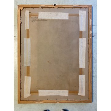 ANTICO QUADRO DIPINTO Adriano Sicbaldi OLIO MASONITE VASO FIORI DI CAMPO 1962