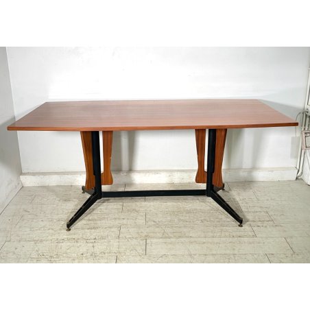 TAVOLO DA PRANZO RETTANGOLARE CARLO RATTI ANNI 50 LEGNO METALLO VINTAGE DESIGN