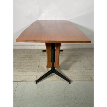 TAVOLO DA PRANZO RETTANGOLARE CARLO RATTI ANNI 50 LEGNO METALLO VINTAGE DESIGN