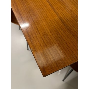 TAVOLO DA PRANZO RETTANGOLARE CARLO RATTI ANNI 50 LEGNO METALLO VINTAGE DESIGN