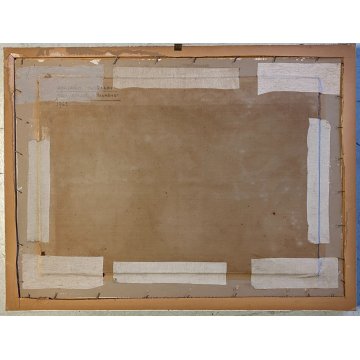 QUADRO DIPINTO Adriano Sicbaldi OLIO MASONITE SCORCIO GIAVENO TORRE OROLOGI '63