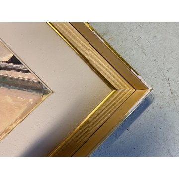 QUADRO DIPINTO Adriano Sicbaldi OLIO MASONITE SCORCIO GIAVENO TORRE OROLOGI '63