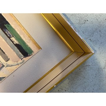 QUADRO DIPINTO Adriano Sicbaldi OLIO MASONITE SCORCIO GIAVENO TORRE OROLOGI '63