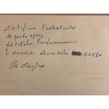 QUADRO DIPINTO ASTRATTO  G. Carpo "Trasformazione-La macchina" ARTE MODERNA '75