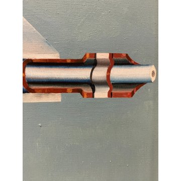 QUADRO DIPINTO ASTRATTO  G. Carpo "Trasformazione-La macchina" ARTE MODERNA '75