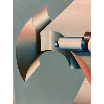 QUADRO DIPINTO ASTRATTO  G. Carpo "Trasformazione-La macchina" ARTE MODERNA '75