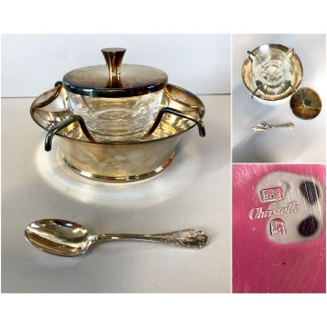 SET SERVIZIO CAVIALE Christofle METALLO ARGENTATO VINTAGE LUXURY SET ø 16x8cm/h