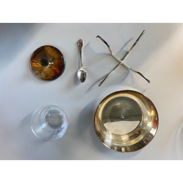 SET SERVIZIO CAVIALE Christofle METALLO ARGENTATO VINTAGE LUXURY SET ø 16x8cm/h