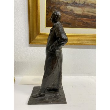 ANTICA SCULTURA BRONZO Angelo Silvio Galli RITRATTO MASCHILE 40,5 cm/h EPOCA 800