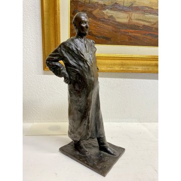 ANTICA SCULTURA BRONZO Angelo Silvio Galli RITRATTO MASCHILE 40,5 cm/h EPOCA 800