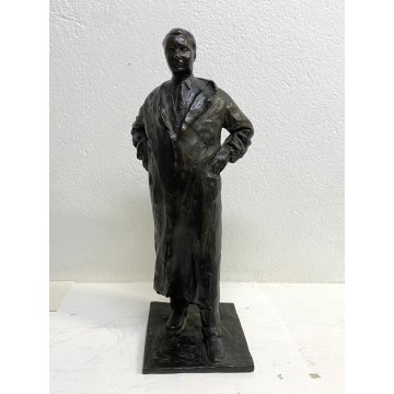 ANTICA SCULTURA BRONZO Angelo Silvio Galli RITRATTO MASCHILE 40,5 cm/h EPOCA 800