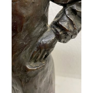 ANTICA SCULTURA BRONZO Angelo Silvio Galli RITRATTO MASCHILE 40,5 cm/h EPOCA 800
