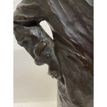 ANTICA SCULTURA BRONZO Angelo Silvio Galli RITRATTO MASCHILE 40,5 cm/h EPOCA 800