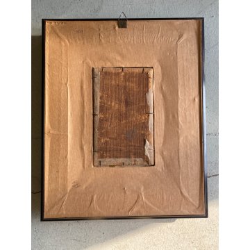ANTICO DIPINTO OLIO TAVOLETTA V. Migliaro VICOLO NAPOLI FIGURE CORNICE DOPPIA