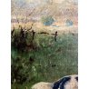 QUADRO DIPINTO SCENA CACCIA con DUE CANI BEAGLE PAESAGGIO CAMPESTRE SELVA '900