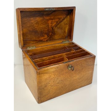 ANTICA SCATOLA SECRETAIRE LEGNO NOCE SEGRETO COPERCHIO STIPO LETTERA EPOCA '900
